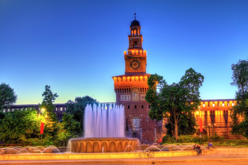 Sticker - Fountain of Piazza Castello in Milan