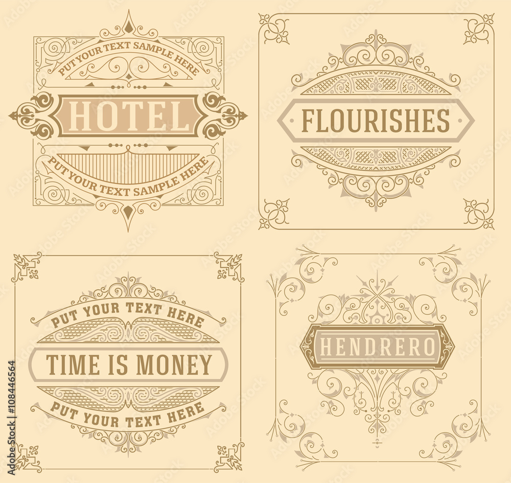 Vintage logo templates with Flourishes Elegant Design Elements - obrazy, fototapety, plakaty 