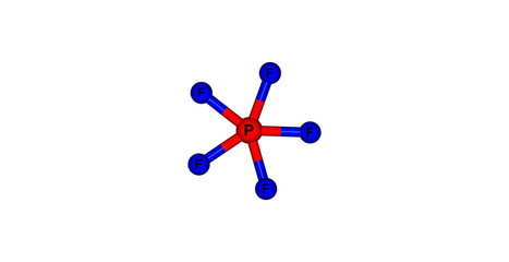 3D illustration of Phosphorus pentafluoride molecular structure isolated on white