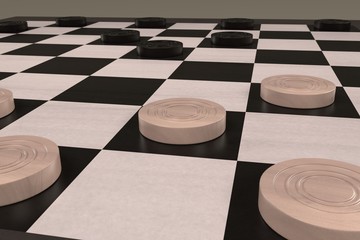 Wall Mural - 3d rendering of checkers game