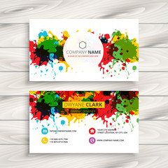 abstract colorful grunge ink splash business card