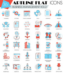 Poster - Vector Business management ultra modern outline artline flat line icons for web and apps.