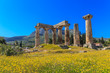 Apollo temple ruins in Ancient Corinth, Greece, Europe