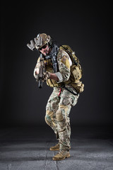 Wall Mural - US Army Soldier on Dark Background