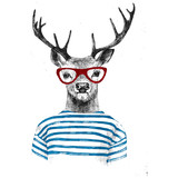 Fototapeta  - Hand drawn dressed up deer 