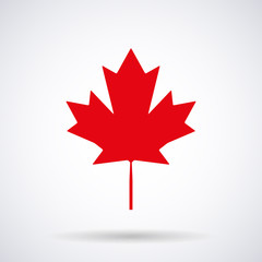 Wall Mural - Canadian maple leaf red icon isolated on a white background, stylish vector illustration for web design