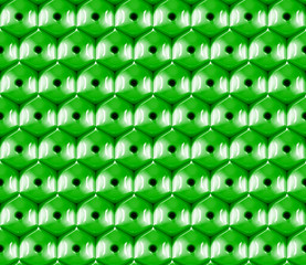 shiny abstract background pattern made of green hexagons and tiny black spheres