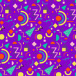 © me4light - Seamless geometric vintage pattern in retro 80s style, memphis. Ideal for fabric design, paper print and website backdrop. EPS10 vector file.