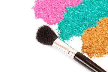 Powdery eyeshadow makeup and brush