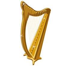 Classic Gold Sparkle Harp, Cartoon Style