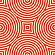 Seamless Pattern With Symmetric Geometric Ornament. Kaleidoscope Red White Abstract Background.