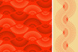 2 Japanese style fan shape seamless patterns in ivory and red