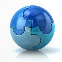 Blue Spherical Puzzle Globe