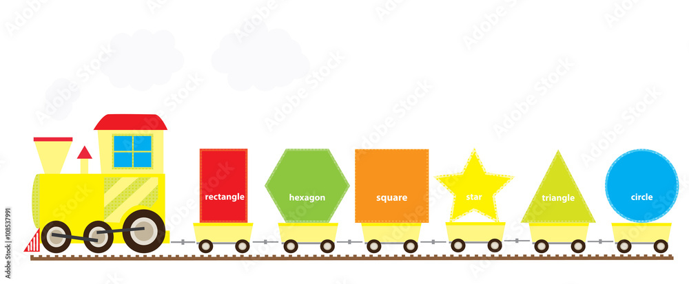 learning train with set of basic geometric shapes Stock Vector | Adobe ...
