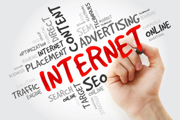 Poster - hand writing internet word cloud, business concept