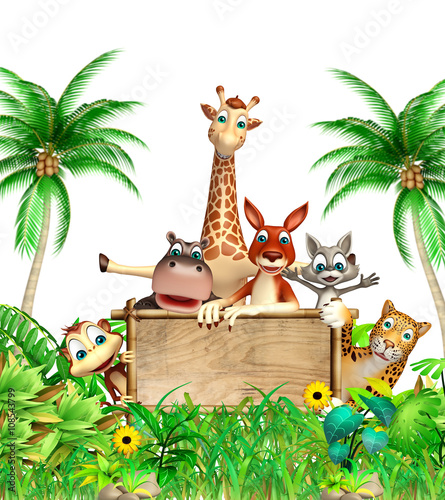 gromada-przyjacielskich-zwierzat-na-tle-palm