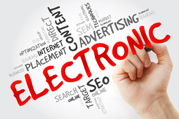 Poster - Hand writing ELECTRONIC word cloud, business concept