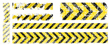 Different Vector Worn Yellow Black Stripe, Warning Of The Danger