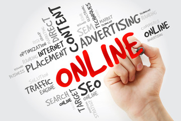 Poster - hand writing online word cloud, business concept