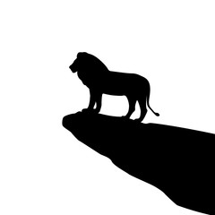 Wall Mural - Isolated lion silhouette on the rock