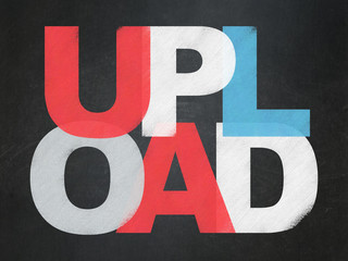 Web development concept: Upload on School board background