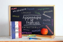 Blackboard With The Message LEARN FRENCH And Some Text