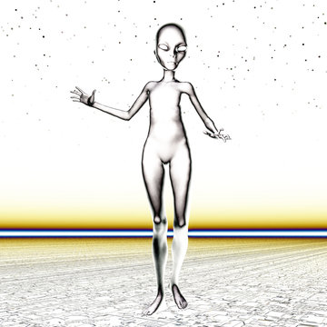 3D Illustration; 3D Rendering of an Alien