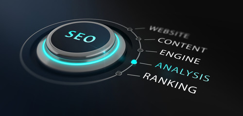 Poster - Modern SEO switch or button. 3d Rendering.