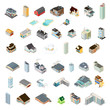 Large Icon set of isometric buildings.
Various vector isometric architecture.