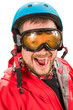 © idea_studio - Snowboarder in red jacket with protective helmet and glasses