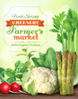 Poster design for farmers market with spring vegetables. Vector illustration.