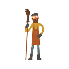 Wall Mural - Profession Street Cleaner Vector Illustration