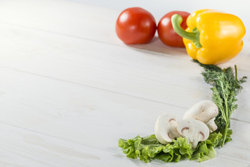 Sticker - Beautiful Vegetables on the white painted boards