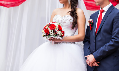 Wall Mural - Nice young wedding couple outdoors