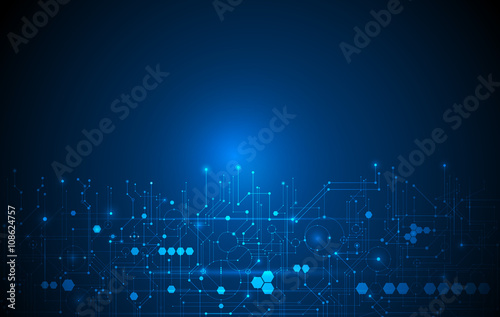 Fotografía Vector Abstract futuristic circuit board, Illustration high computer technology dark blue color background