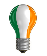 Wall Mural - Light bulb with Irish flag.  Image with clipping path