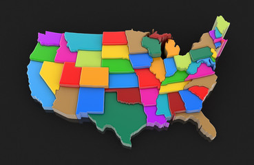 Poster - Map of USA. Image with clipping path.