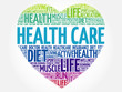 HEALTH CARE heart word cloud, fitness, sport, health concept