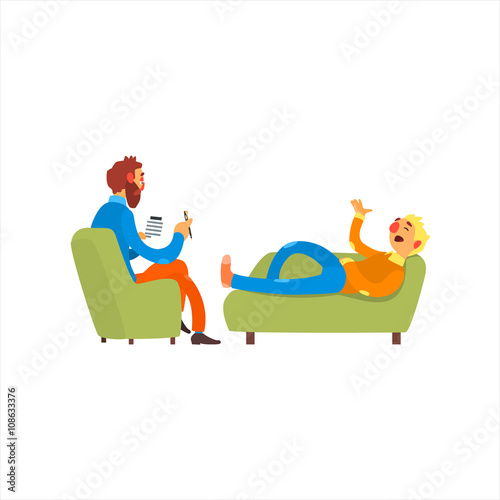 Fotografie, Tablou Male Psychoanalytic Vector Illustration