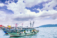 Jesselton Point Of Kota Kinabalu. Collection Boat That Takes Tourist To The Island Around Kota Kinabalu, Sabah.