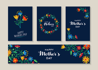 Happy mothers day set of flower labels and cards