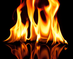 Sticker - Fire flames on a black background