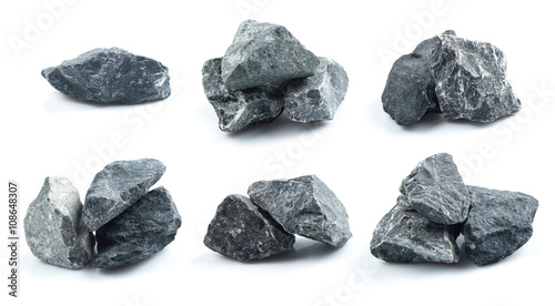 Fototapeta Set granitów kamienie na białym tle