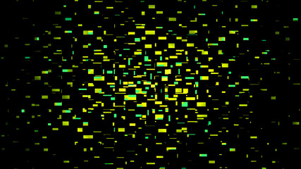 Poster - Urban mosaic abstract pattern of yellow and green rectangles on a black background