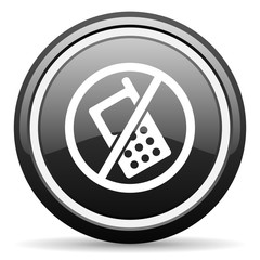 Poster - no phone black circle glossy web icon