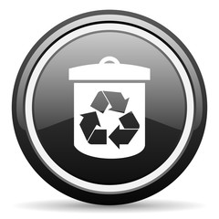 Leinwandbilder - recycle black circle glossy web icon