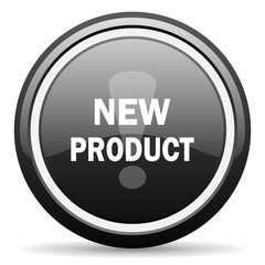 Poster - new product black circle glossy web icon