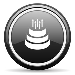 Leinwandbilder - cake black circle glossy web icon