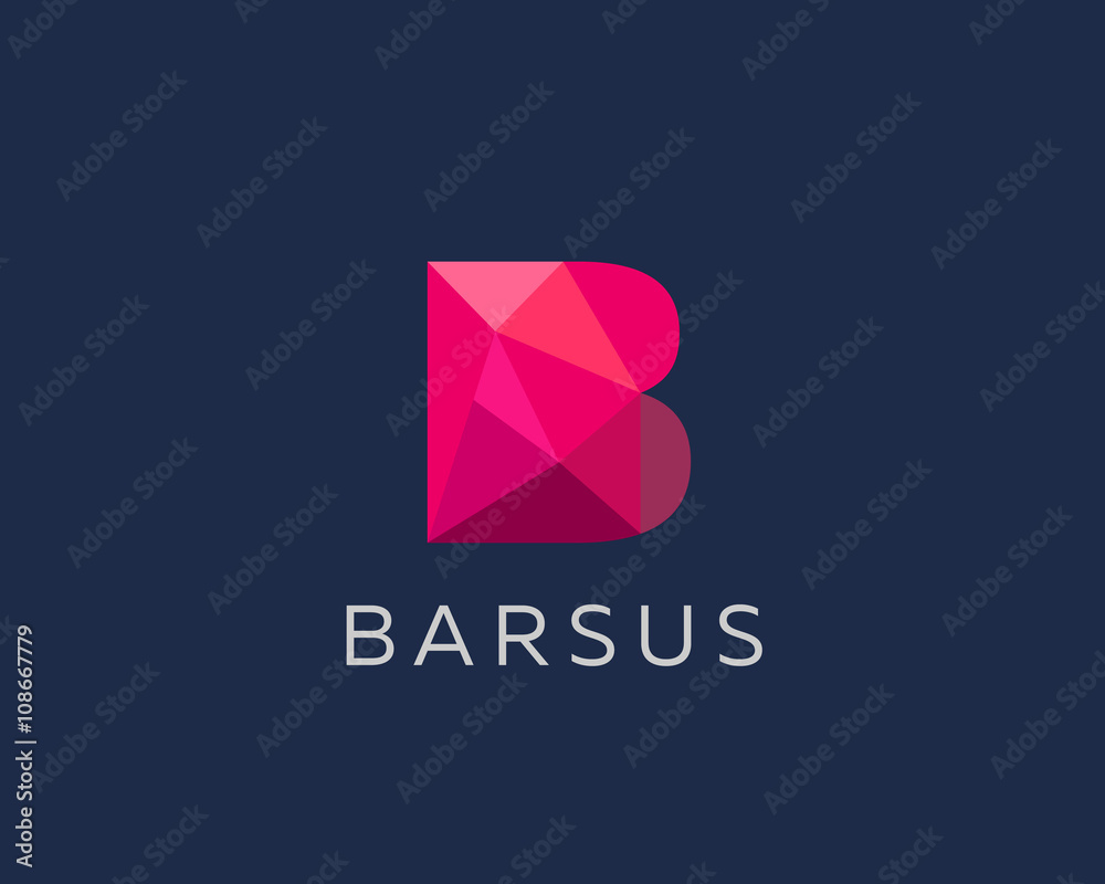 Abstract trend polygon letter B logo design template. Art tech media ...