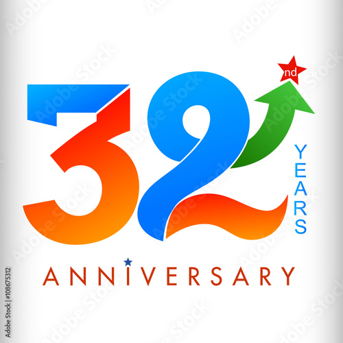 Template Logo 32nd Anniversary Color With Star Vector Ilrator Template Logo 32nd Anniversary Color With Star Vector Ilrator